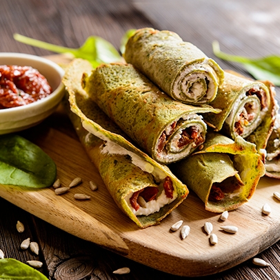 Špenátové palačinky se sušenými rajčaty